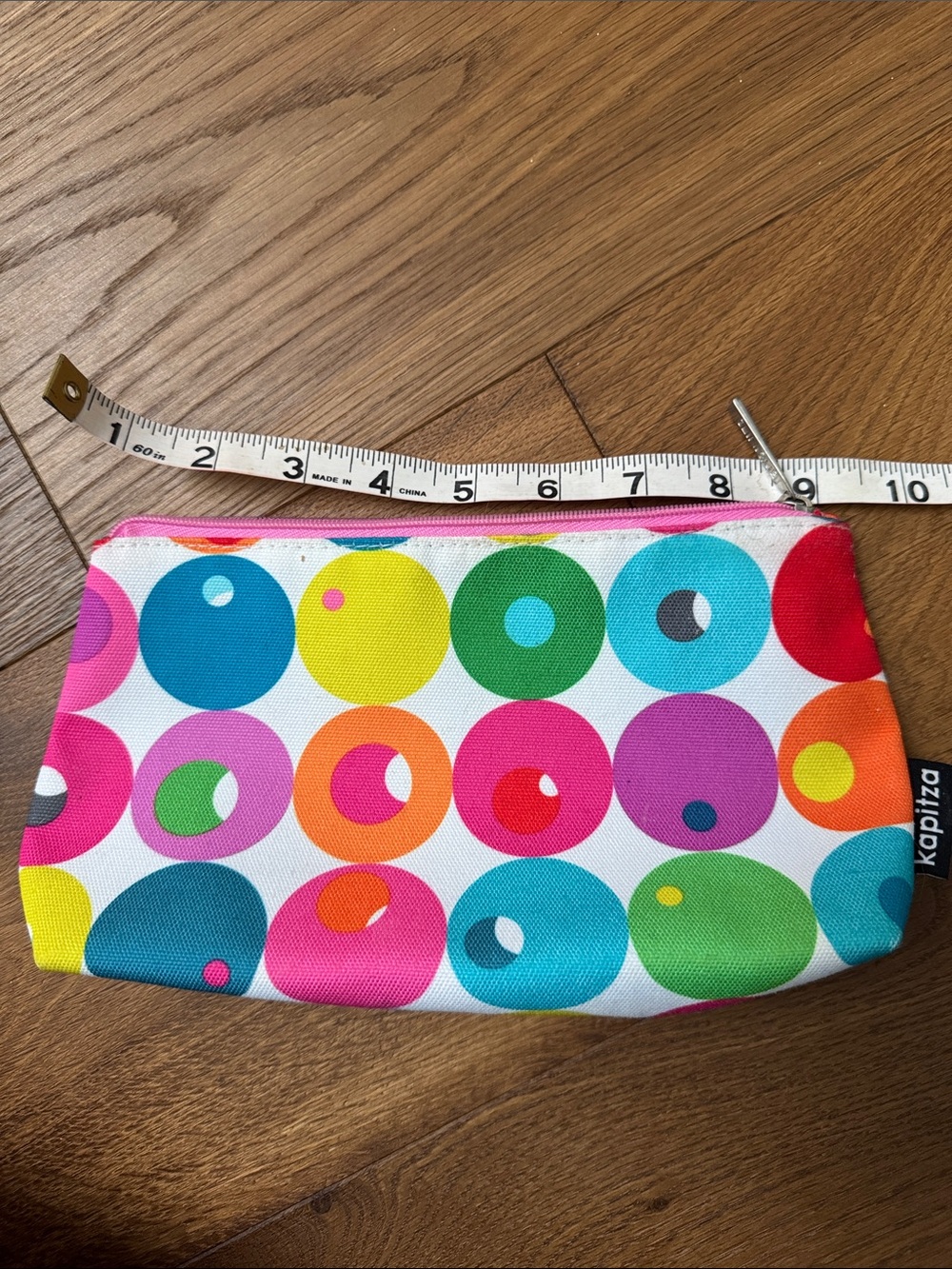 Colorful Dot Print Zipper Pouch - Multicolor